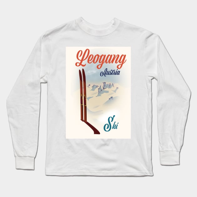 Leogang Austria Ski poster Long Sleeve T-Shirt by nickemporium1